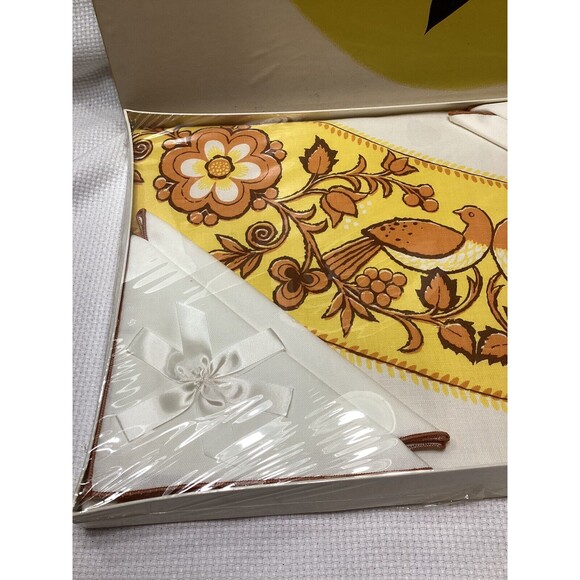 Vintage Simtex by Steven Luxury Gift Set Tablecloth & Napkins Original Box 60s - Picture 4 of 16